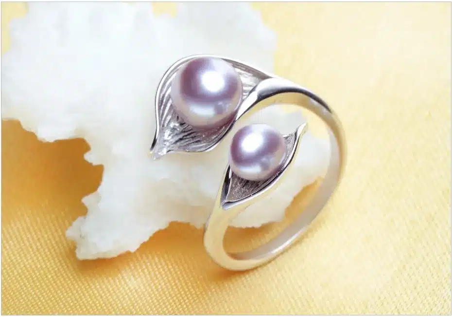 FENASY bohemia 2016 New Double Pearl Ring trendy freshwater Pearl Adjustable charms Rings for women pearl Jewelry 32