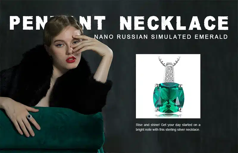 JewelryPalace Cushion 3.4ct Created Emerald Necklaces & Pendants Silver 925 Jewelry For Women Accessories Not Include A Chain 17
