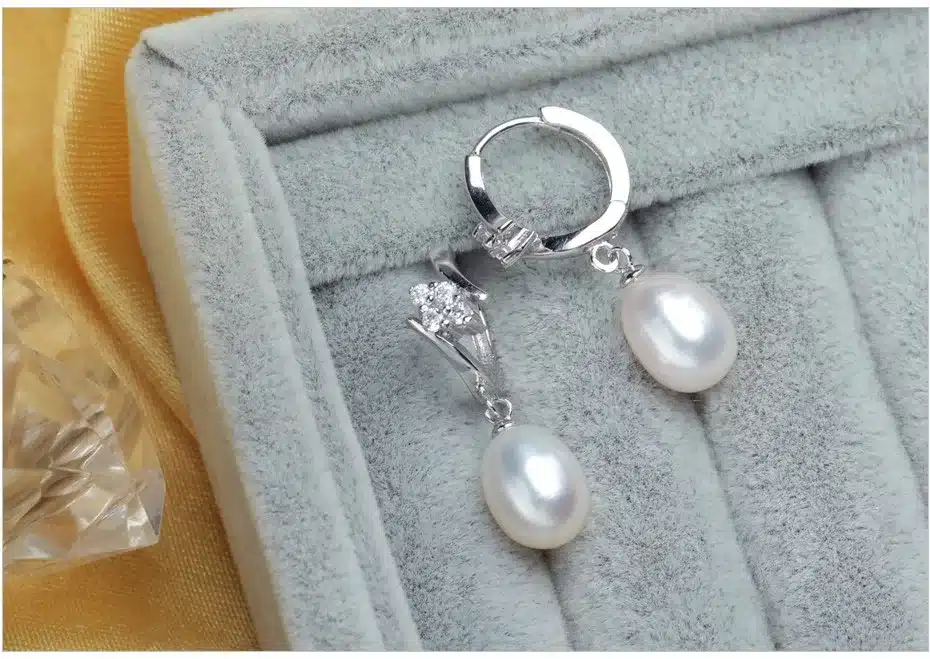 FENASY 2017 new 100% natural Pearl earring, Pearl 925 Sterling Silver earrings,Birthday gift Jewelry Women Stud Earring ,E017 17