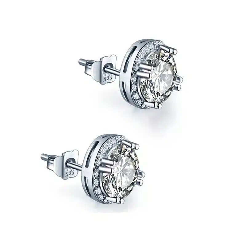 JQUEEN 8*8mm 925 sterling silver earrings brincos Round Cut AAA Cubic Zirconia stud orecchini oorbellen silver 925 jewelry 14