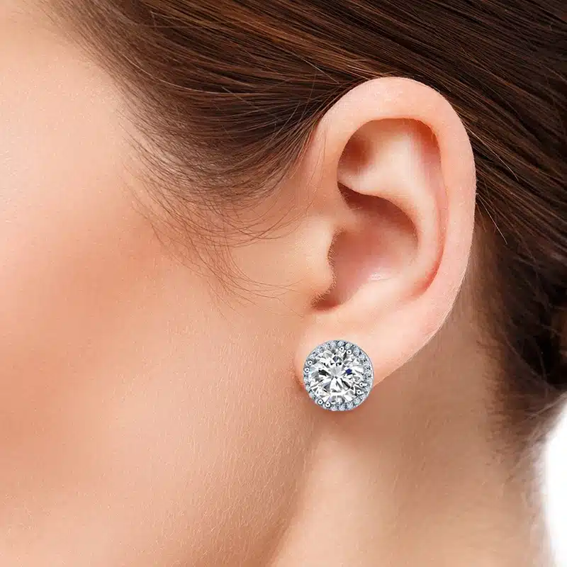 JQUEEN 8*8mm 925 sterling silver earrings brincos Round Cut AAA Cubic Zirconia stud orecchini oorbellen silver 925 jewelry 16