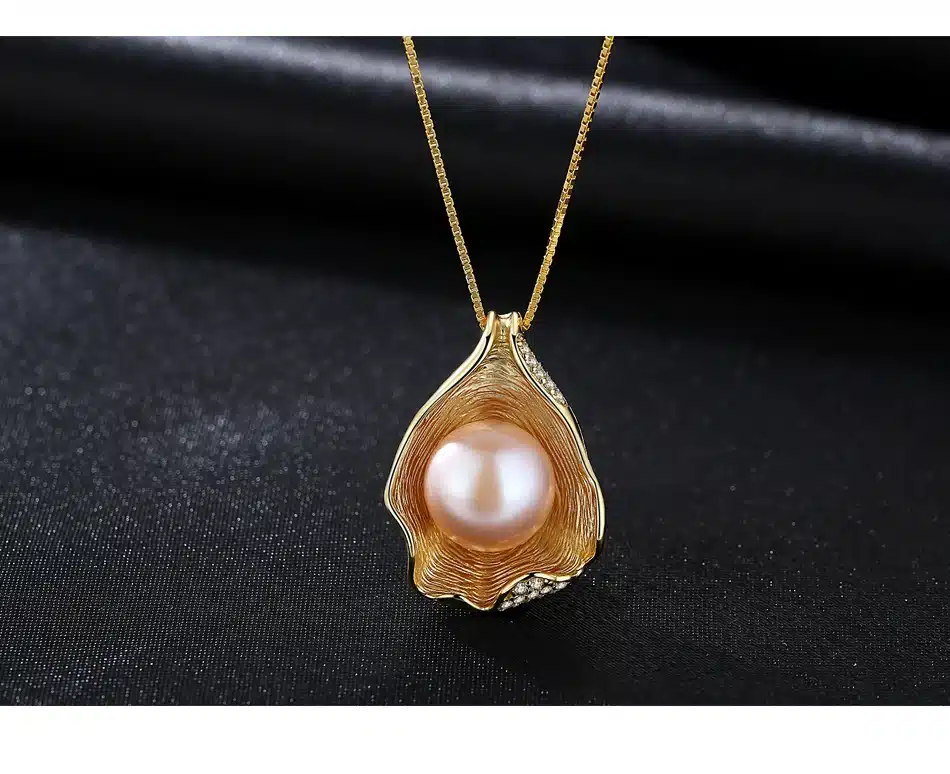 PAG&MAG Charm Shell Design Pearl Jewelry 925 Sterling Silver Jewelry Fashion Pearl Pendant Necklaces for Women 18k Gold Color 14