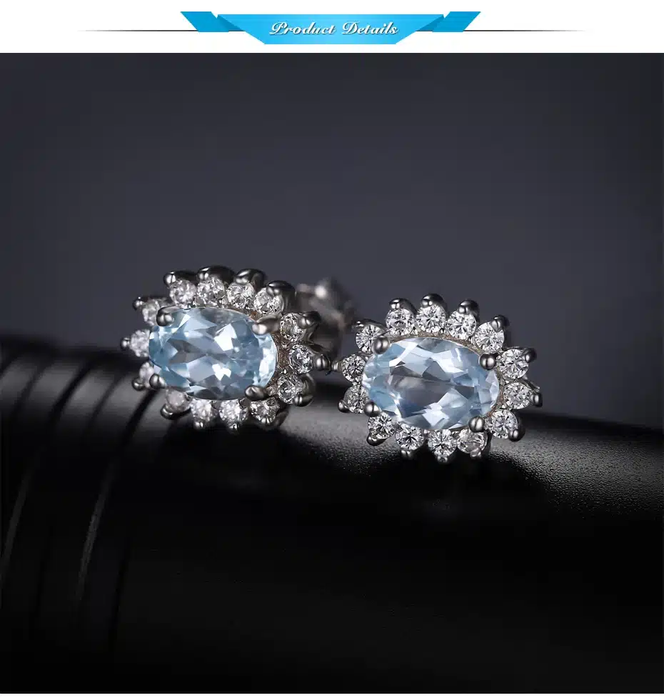 JewelryPalace Natural Topza Gemstone Earrings Stud Genuine 925 Sterling Silver Jewelry Charm Gift For Girls Brand New Jewelry 2