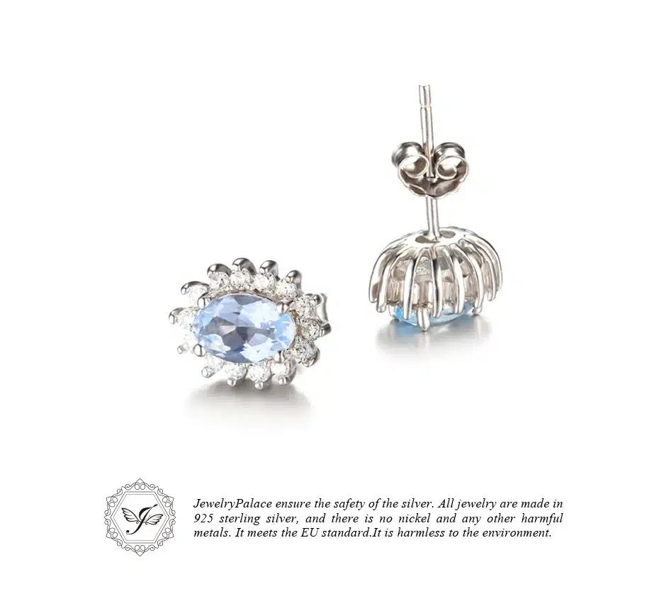JewelryPalace Natural Topza Gemstone Earrings Stud Genuine 925 Sterling Silver Jewelry Charm Gift For Girls Brand New Jewelry 4