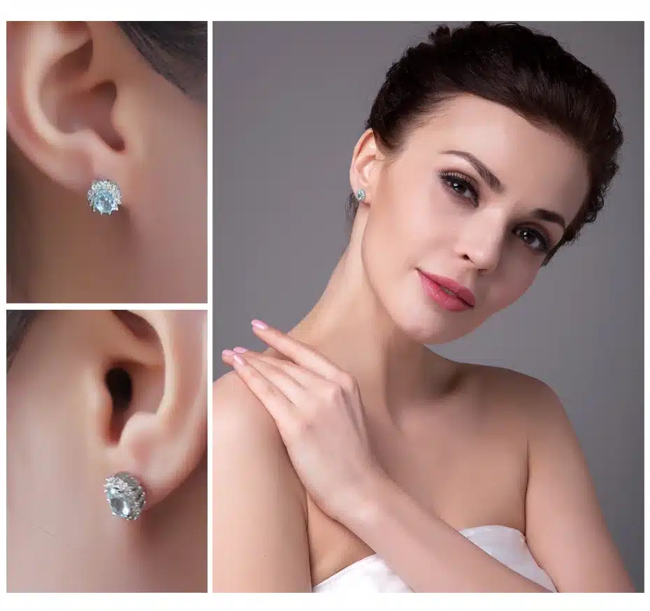 JewelryPalace Natural Topza Gemstone Earrings Stud Genuine 925 Sterling Silver Jewelry Charm Gift For Girls Brand New Jewelry 6