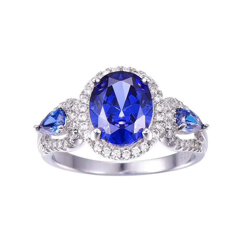Wedding Brand Tanzanite Ring 925 Solid Sterling Silver Fashion Jewelry new 2016 Unique Design For Women luxury brand With Box 16