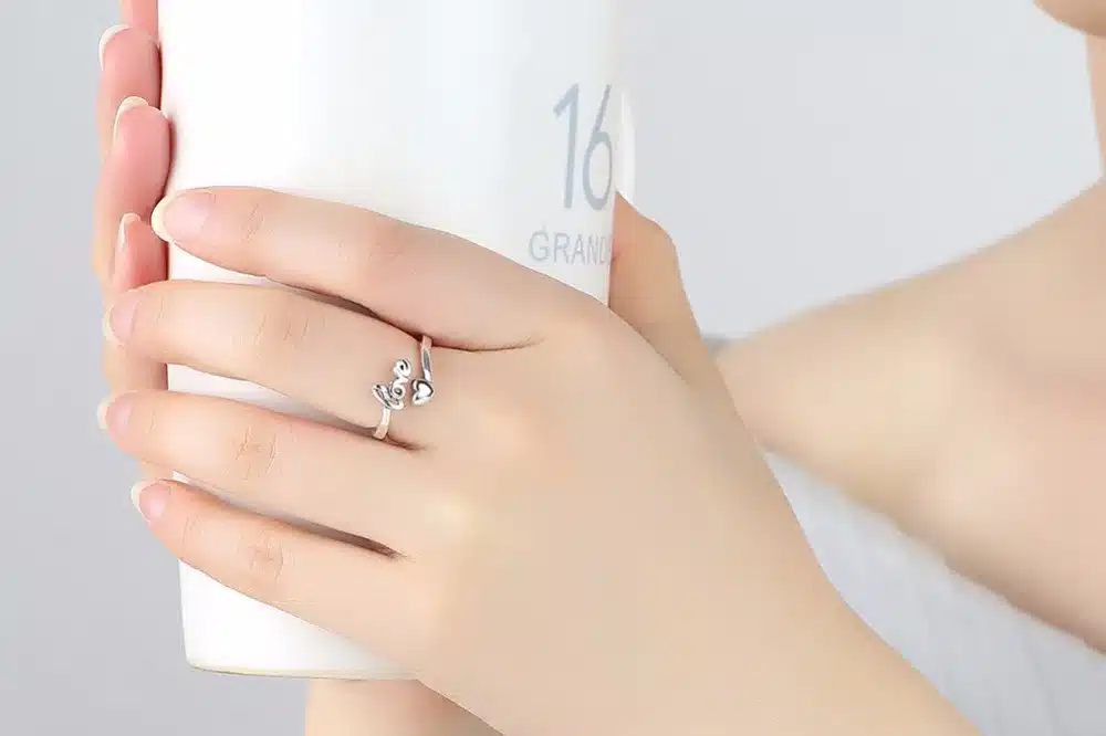 VOROCO Real 100% 925 Sterling Silver Love and Heart Minimalist Simple Open Adjustable Ring Women & Lady Fine Jewelry SCR024 19