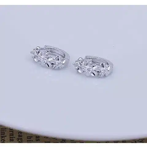 Top Sale 925 Sterling Silver Earring Woven Flowers Shape Hoop Earrings Embed CZ Crystal Pretty Earring For Wedding Accessories 9