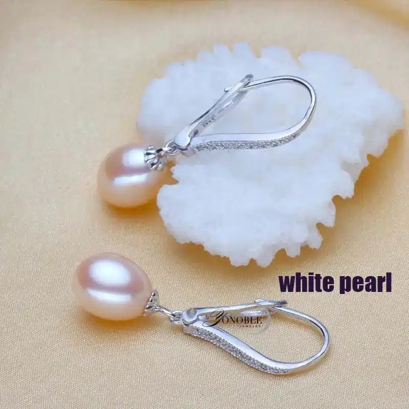 Real Freshwater Pearl Earring Sterling Silver 925 Jewelry,Drop Natural Pearl Earrings Wedding Girl Birthday Best Gift White Pink 16