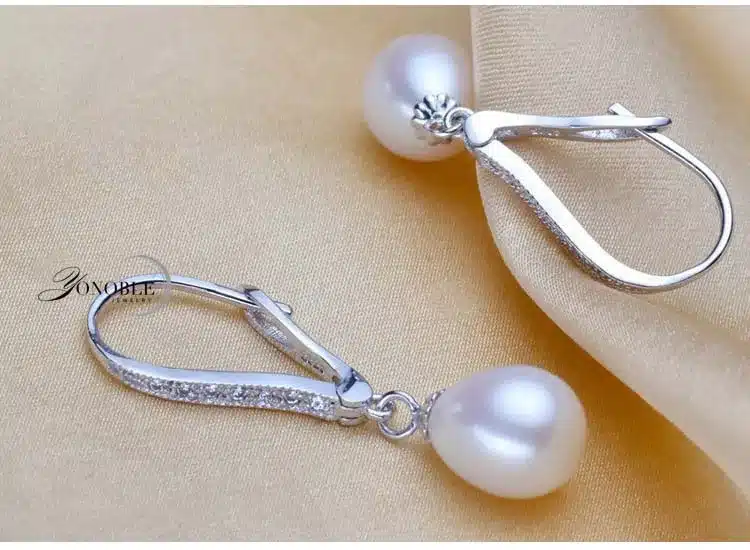 Real Freshwater Pearl Earring Sterling Silver 925 Jewelry,Drop Natural Pearl Earrings Wedding Girl Birthday Best Gift White Pink 17