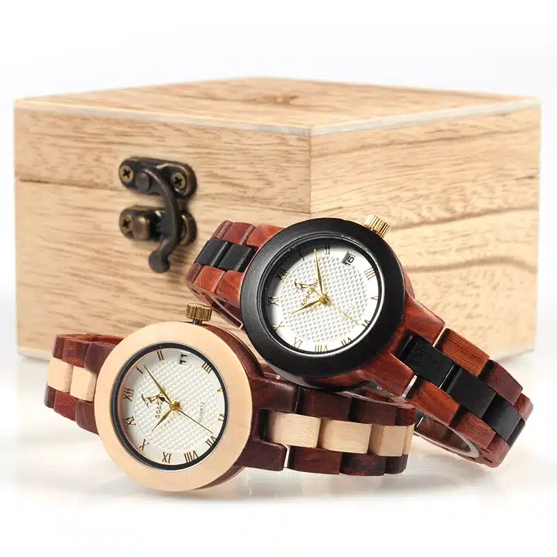 BOBO BIRD 2017 Newest Two-tone Wooden Watch for Women Brand Design Quartz Watches in Wood Box Accept Customize 11