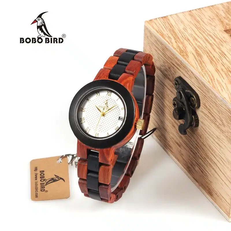 BOBO BIRD 2017 Newest Two-tone Wooden Watch for Women Brand Design Quartz Watches in Wood Box Accept Customize 14