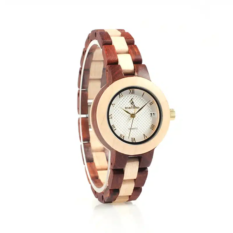 BOBO BIRD 2017 Newest Two-tone Wooden Watch for Women Brand Design Quartz Watches in Wood Box Accept Customize 18