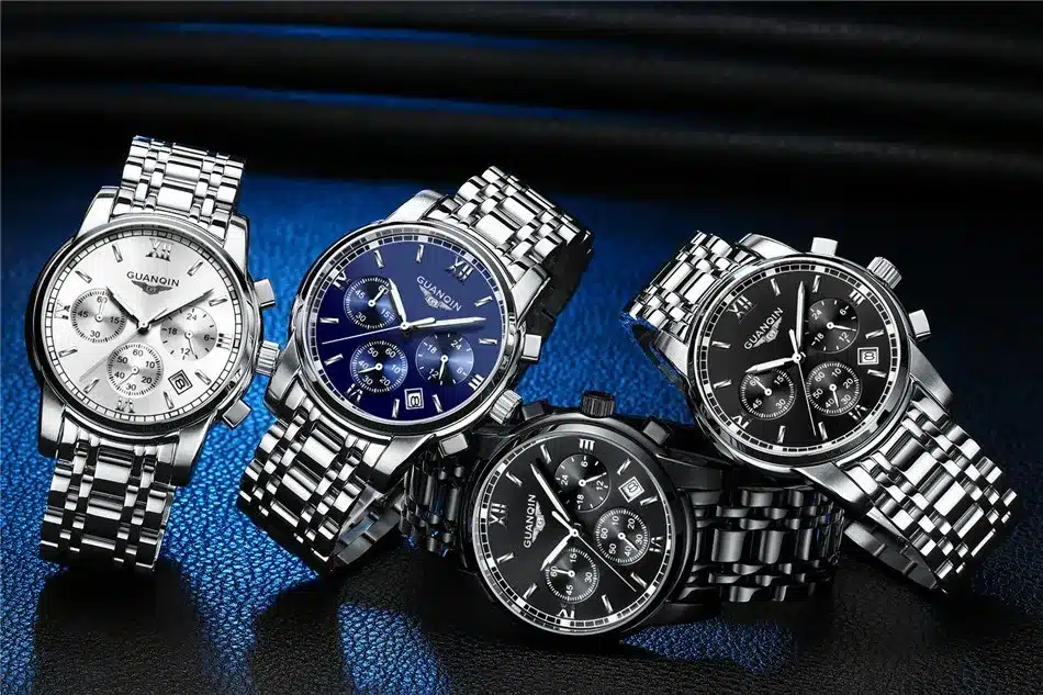 Fashion Watch men Luxury top brand GUANQIN steel men watch luminous waterproof Wristwatch multifunction Men Clock quartz watch 16