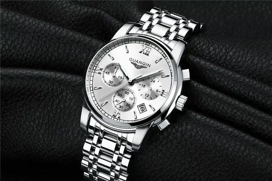 Fashion Watch men Luxury top brand GUANQIN steel men watch luminous waterproof Wristwatch multifunction Men Clock quartz watch 24