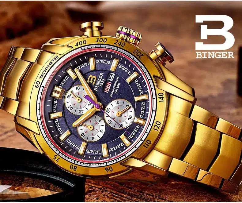 Hot Brand Watch 2017 New Waterproof Sports Military Watches Quartz Chronograph Wristwatch BINGER Men Watches relogio masculino 12
