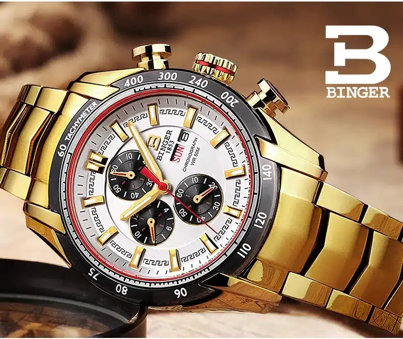 Hot Brand Watch 2017 New Waterproof Sports Military Watches Quartz Chronograph Wristwatch BINGER Men Watches relogio masculino 15