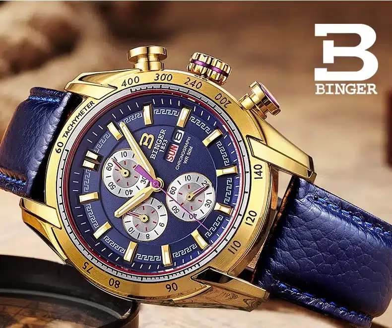 Hot Brand Watch 2017 New Waterproof Sports Military Watches Quartz Chronograph Wristwatch BINGER Men Watches relogio masculino 24