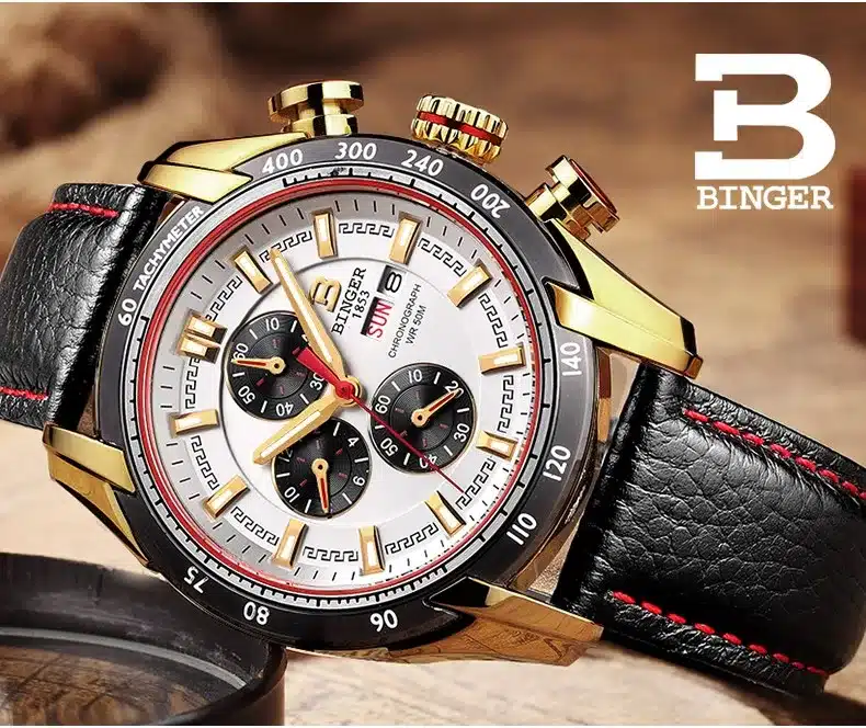 Hot Brand Watch 2017 New Waterproof Sports Military Watches Quartz Chronograph Wristwatch BINGER Men Watches relogio masculino 27