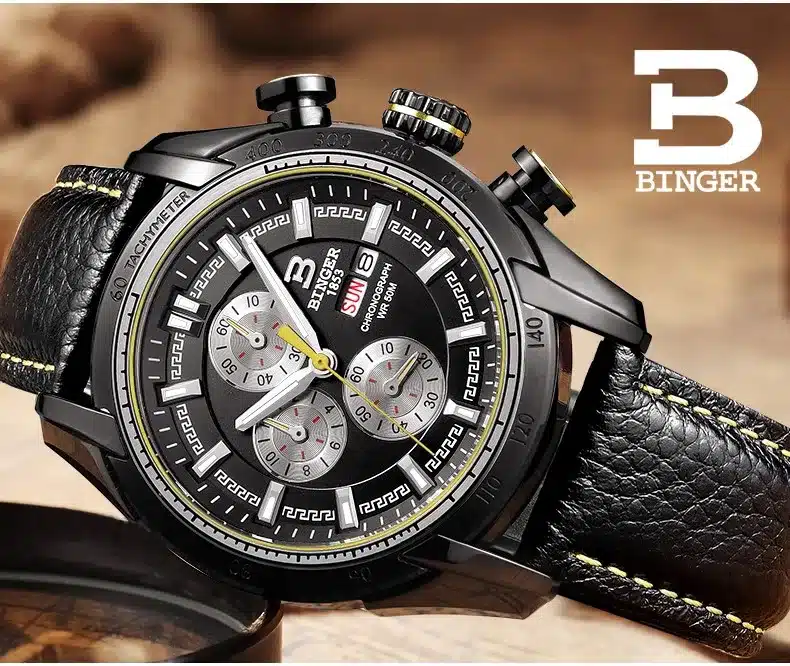 Hot Brand Watch 2017 New Waterproof Sports Military Watches Quartz Chronograph Wristwatch BINGER Men Watches relogio masculino 30