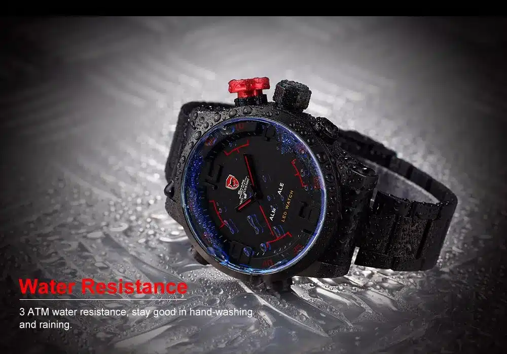 Gulper SHARK Sport Watch Digital LED Men's Top Brand Luxury Black Red Calendar Steel Band Wrist Quartz-Watch Reloj Hombre /SH105 12