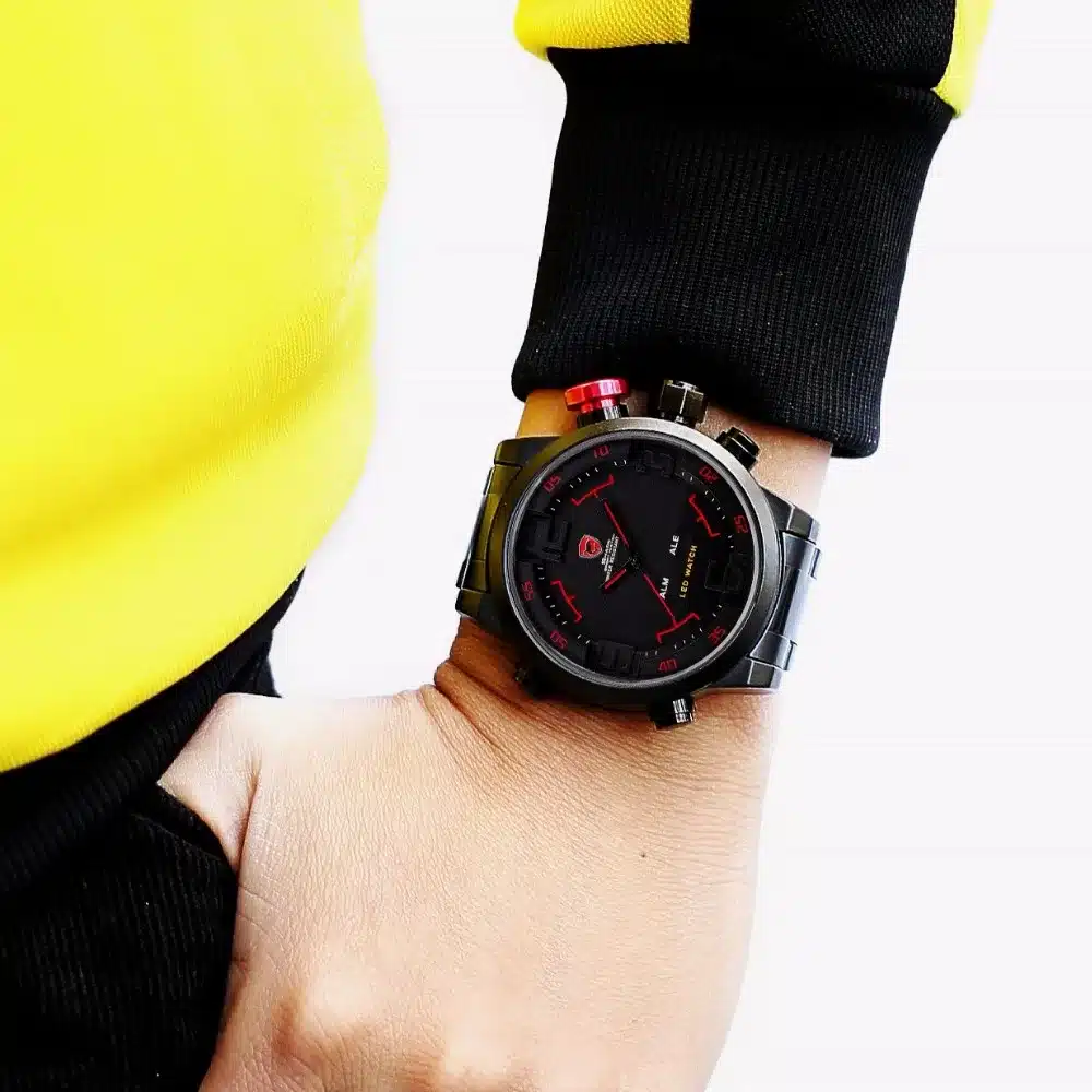 Gulper SHARK Sport Watch Digital LED Men's Top Brand Luxury Black Red Calendar Steel Band Wrist Quartz-Watch Reloj Hombre /SH105 15