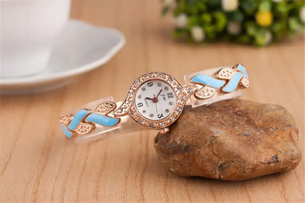 Fashion Ladies Quartz Bracelet Watch Rose Gold Female Wristwatch Luxury Montre Femme Metal Band Women Diamond Watches Brand JW 9