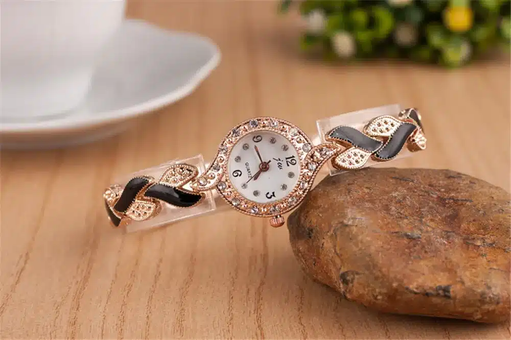 Fashion Ladies Quartz Bracelet Watch Rose Gold Female Wristwatch Luxury Montre Femme Metal Band Women Diamond Watches Brand JW 11