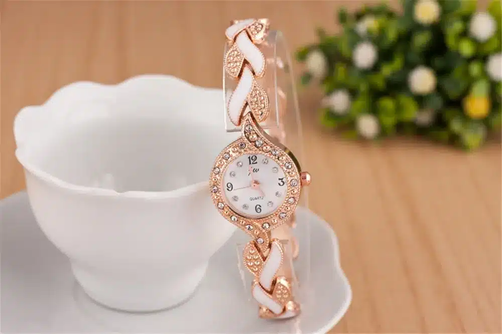 Fashion Ladies Quartz Bracelet Watch Rose Gold Female Wristwatch Luxury Montre Femme Metal Band Women Diamond Watches Brand JW 16