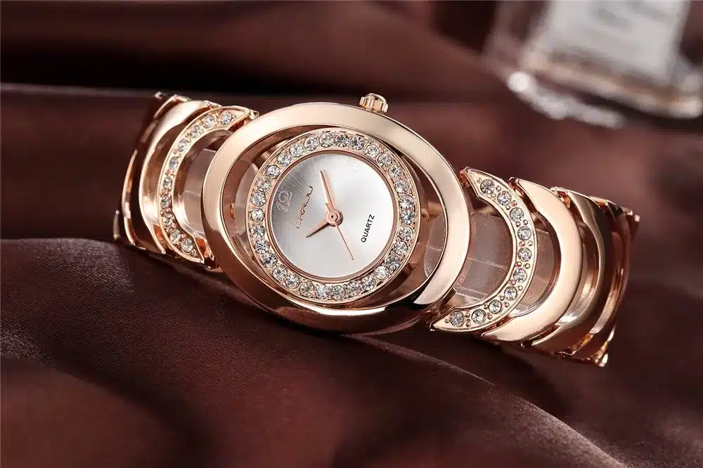 Luxury Brand CRRJU Quartz Watch Women Gold Steel Bracelet Watch 30M waterproof Rhinestone Ladies Dress Watch relogio feminino 15