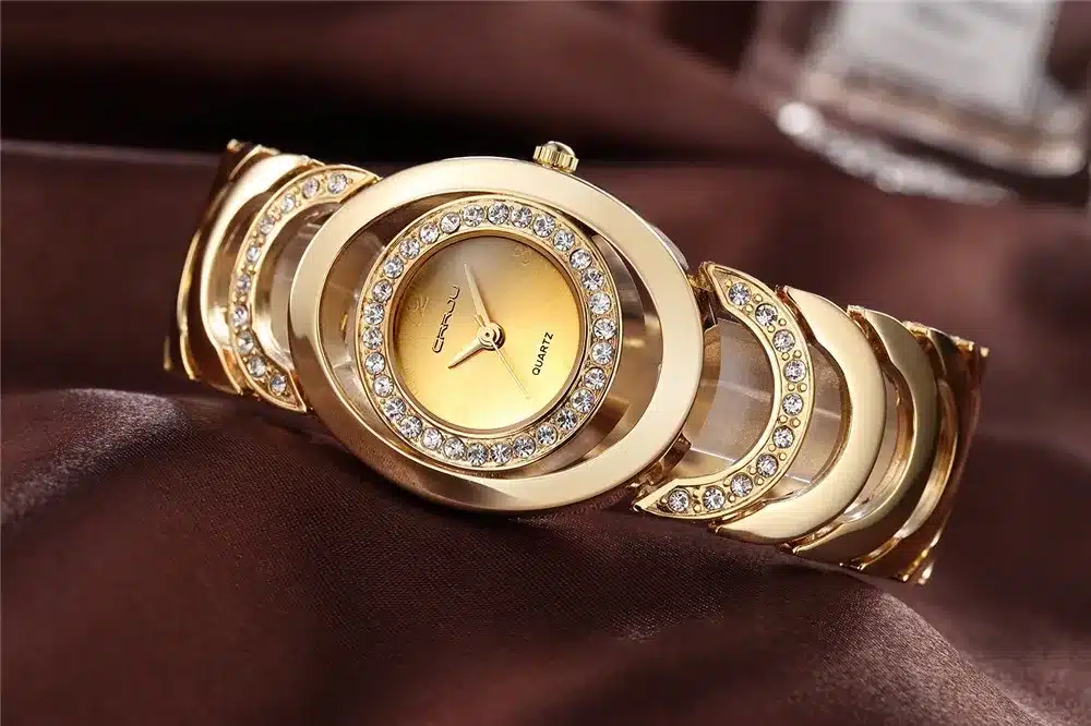 Luxury Brand CRRJU Quartz Watch Women Gold Steel Bracelet Watch 30M waterproof Rhinestone Ladies Dress Watch relogio feminino 16