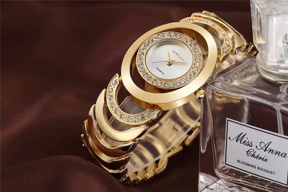 Luxury Brand CRRJU Quartz Watch Women Gold Steel Bracelet Watch 30M waterproof Rhinestone Ladies Dress Watch relogio feminino 21