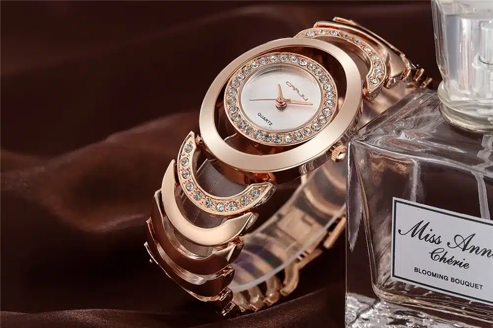 Luxury Brand CRRJU Quartz Watch Women Gold Steel Bracelet Watch 30M waterproof Rhinestone Ladies Dress Watch relogio feminino 22