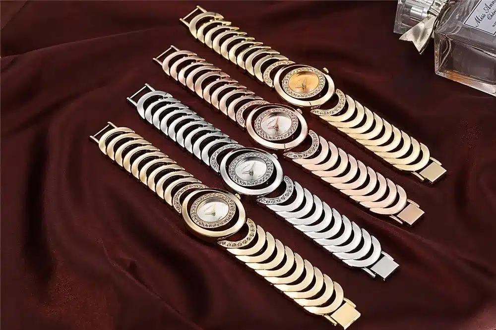 Luxury Brand CRRJU Quartz Watch Women Gold Steel Bracelet Watch 30M waterproof Rhinestone Ladies Dress Watch relogio feminino 23