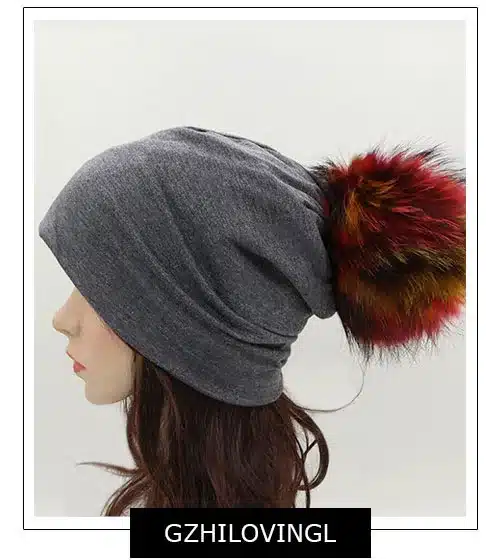 GZHILOVINGL Spring Winter Solid Color Skullies And Beanies Women 2016 Ins Hot Slouchy Womens Beanies Hat Colored Fur Pom Pom Hat 13