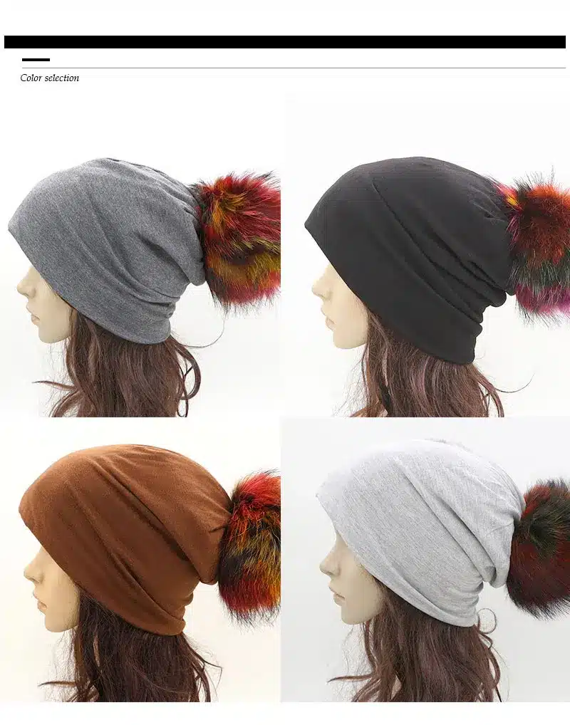 GZHILOVINGL Spring Winter Solid Color Skullies And Beanies Women 2016 Ins Hot Slouchy Womens Beanies Hat Colored Fur Pom Pom Hat 14