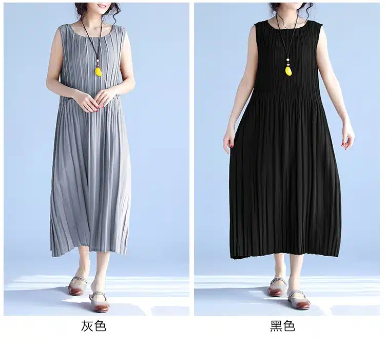 BelineRosa Women's Summer Dresses 2017 Pure Color Casual Women Draped Dress Sleeveless Plus Size Dresses for Women QY00001 14