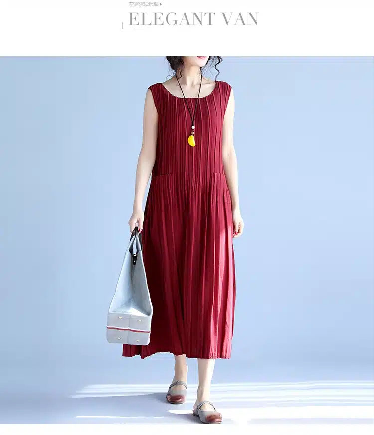 BelineRosa Women's Summer Dresses 2017 Pure Color Casual Women Draped Dress Sleeveless Plus Size Dresses for Women QY00001 18