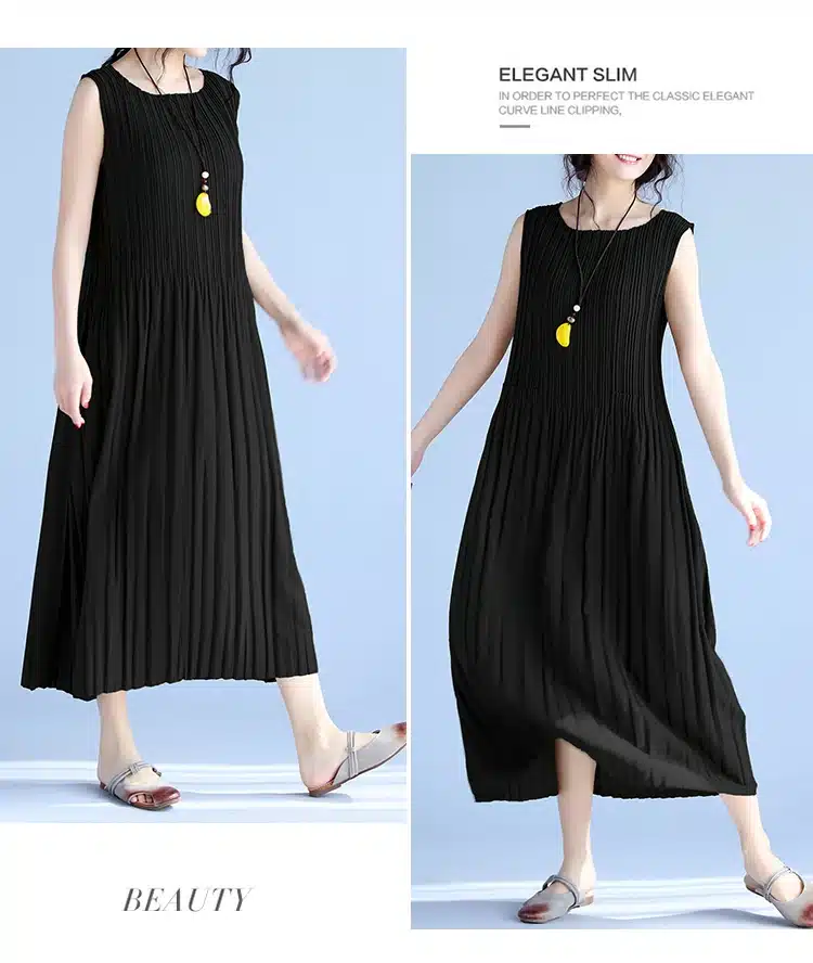BelineRosa Women's Summer Dresses 2017 Pure Color Casual Women Draped Dress Sleeveless Plus Size Dresses for Women QY00001 22