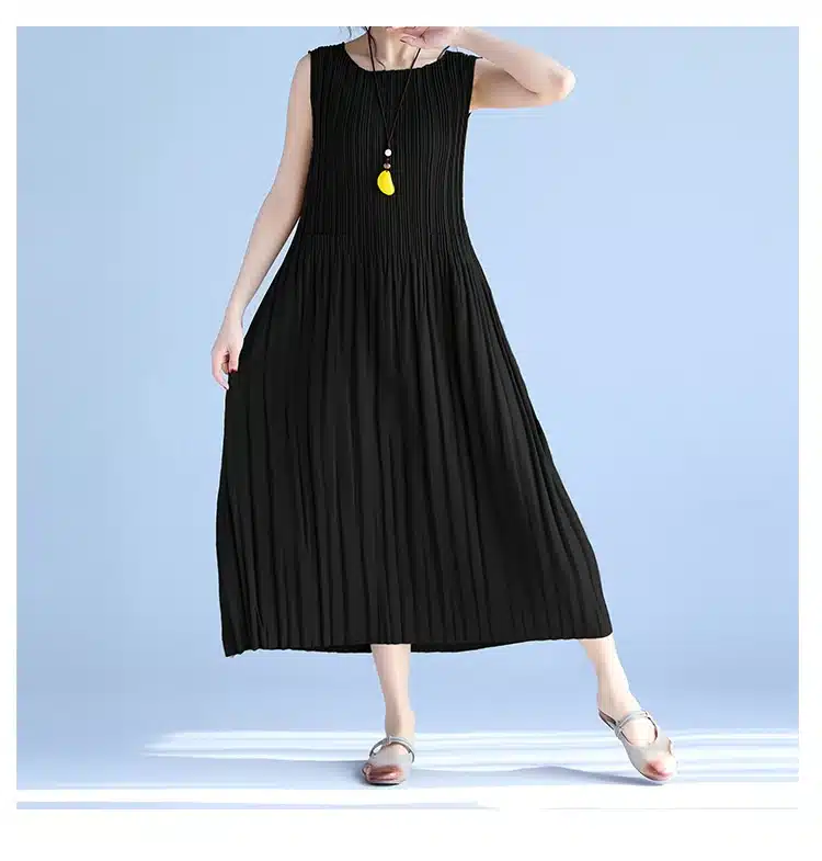 BelineRosa Women's Summer Dresses 2017 Pure Color Casual Women Draped Dress Sleeveless Plus Size Dresses for Women QY00001 23