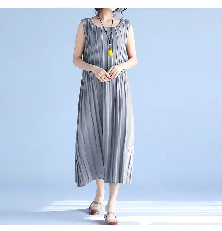 BelineRosa Women's Summer Dresses 2017 Pure Color Casual Women Draped Dress Sleeveless Plus Size Dresses for Women QY00001 25