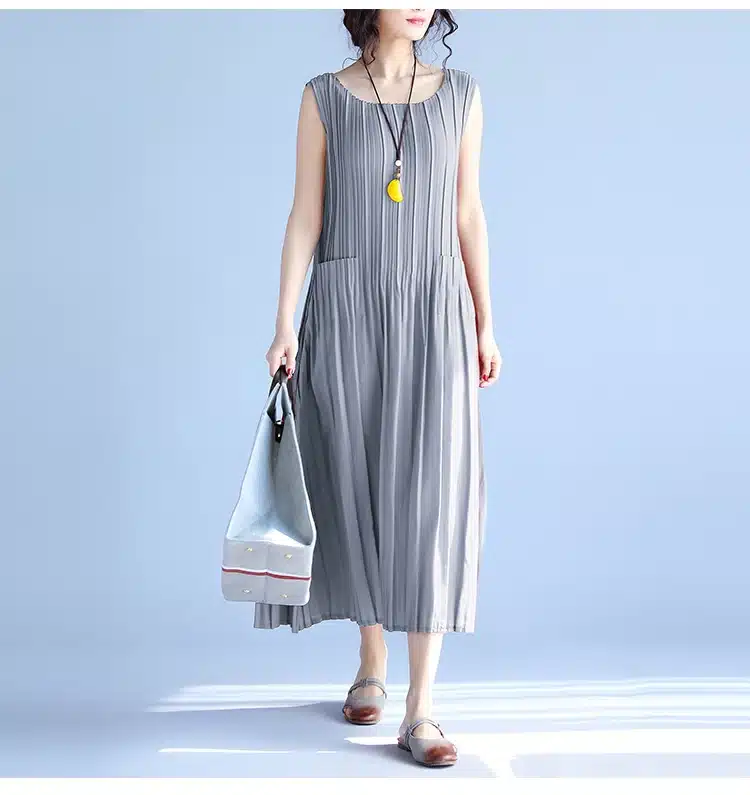 BelineRosa Women's Summer Dresses 2017 Pure Color Casual Women Draped Dress Sleeveless Plus Size Dresses for Women QY00001 28
