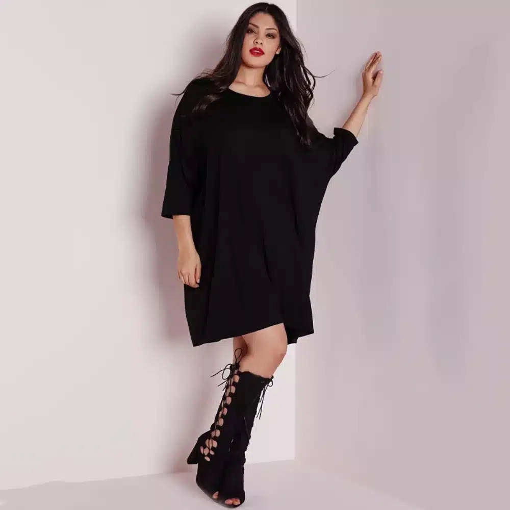 Kissmilk 2017 Big Size New Fashion Women Clothing Casual Brief Solid O-Neck Loose Summer Dress Plus Size Dress 4XL 5XL 6XL 5