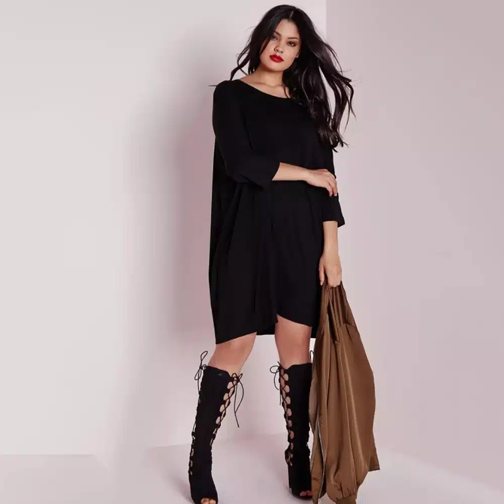Kissmilk 2017 Big Size New Fashion Women Clothing Casual Brief Solid O-Neck Loose Summer Dress Plus Size Dress 4XL 5XL 6XL 6