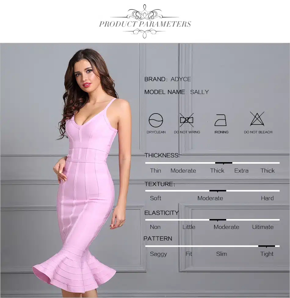 Adyce 2017 Women Summer Bandage Dress Pink Spaghetti Strap Mermaid Vestidos V-Neck Knee Length Celebrity Evening Party Dresses 13