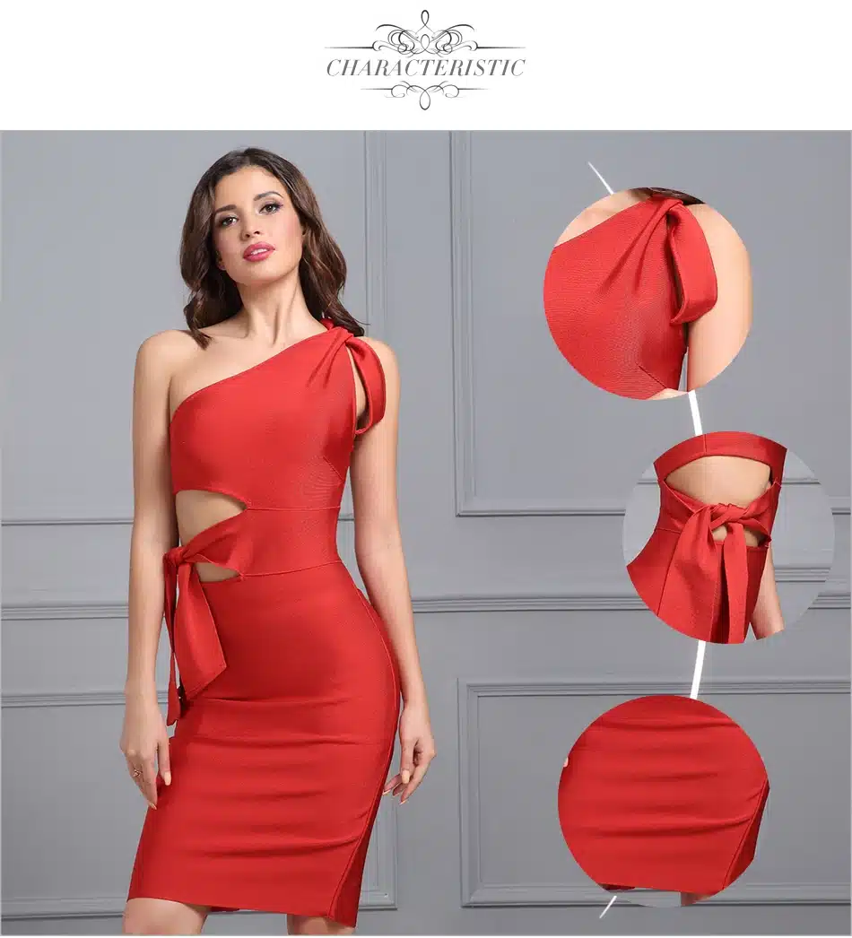 2017 New Arrival Spring Women Bandage Dress Black Red Apricot One shoulder Tassel Celebrity Runway Party Dress Casual Vestidos 14