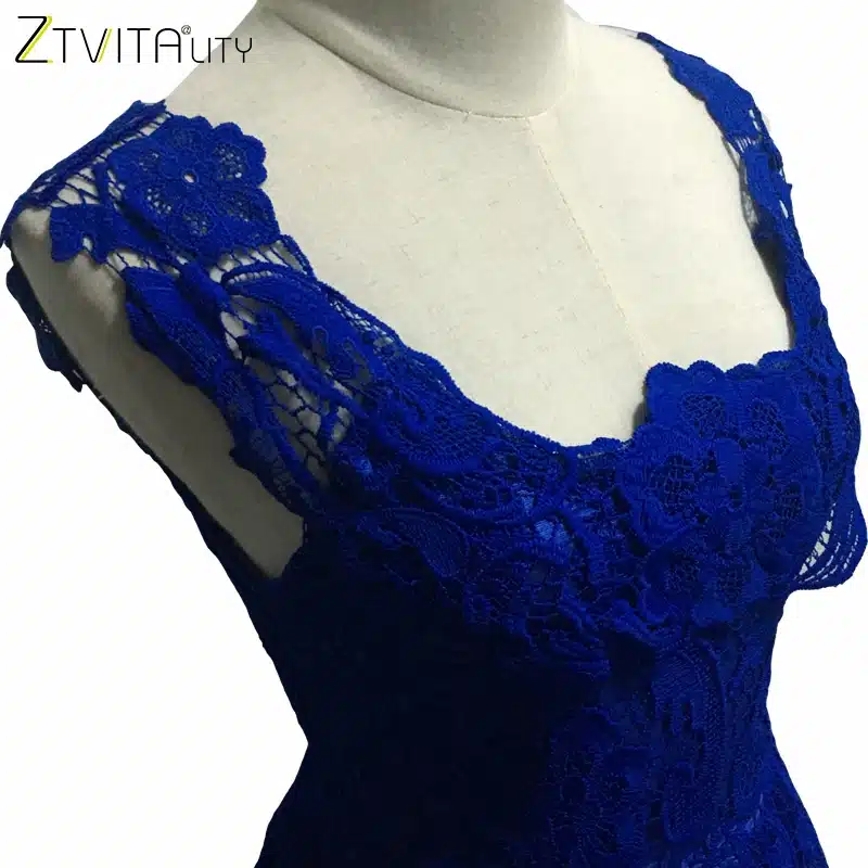 ZTVitality Vestidos 2017 Elegant Lace Patchwork Solid Sleeveless A-Line Fashion Dress Sexy Slim Party Dresses Vestido De Festa 13