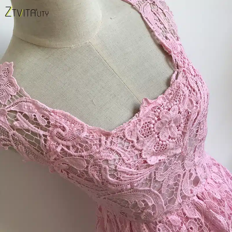 ZTVitality Vestidos 2017 Elegant Lace Patchwork Solid Sleeveless A-Line Fashion Dress Sexy Slim Party Dresses Vestido De Festa 20