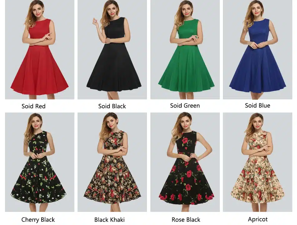 ACEVOG Women Dress Retro Vintage 1950s 60s Rockabilly Floral Swing Summer Dresses Elegant Bow-knot Tunic Vestidos Robe Oversize 17
