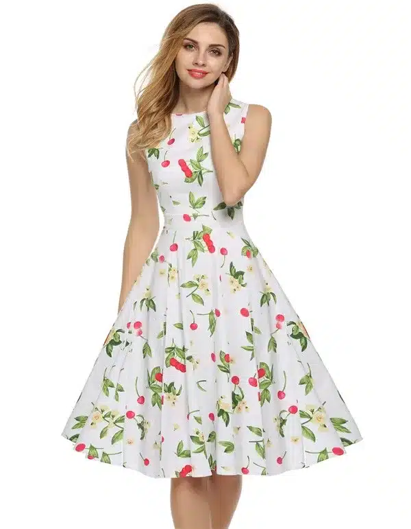 ACEVOG Women Dress Retro Vintage 1950s 60s Rockabilly Floral Swing Summer Dresses Elegant Bow-knot Tunic Vestidos Robe Oversize 21